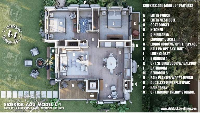 3D Floor Plan of Sidekick Model L-1 Semi-Custom ADU 3D Floor Plan of Sidekick Model L-1 Semi-Custom ADU