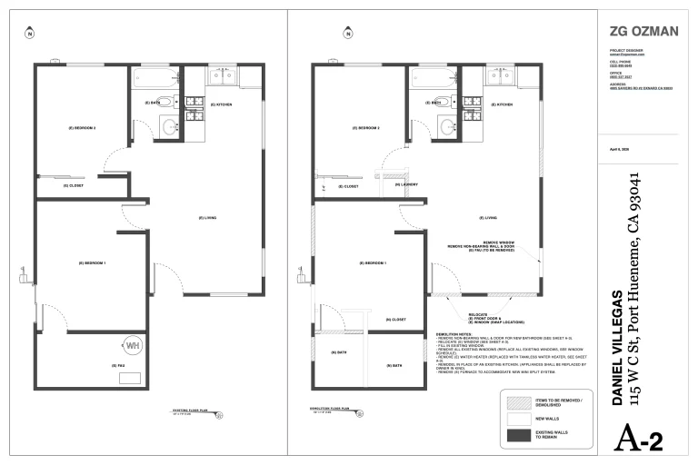 115 W C St Port Hueneme CA 93041 3 A 2  EXISTING FLOOR PLAN DEMOLITION PLAN 768x512