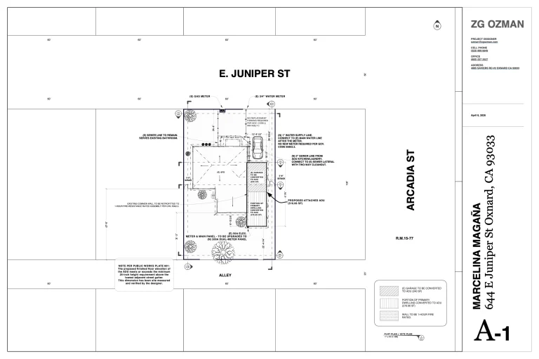 644 E Juniper St Oxnard CA 93033 02 A 1  PLOT PLAN SITE PLAN 768x512